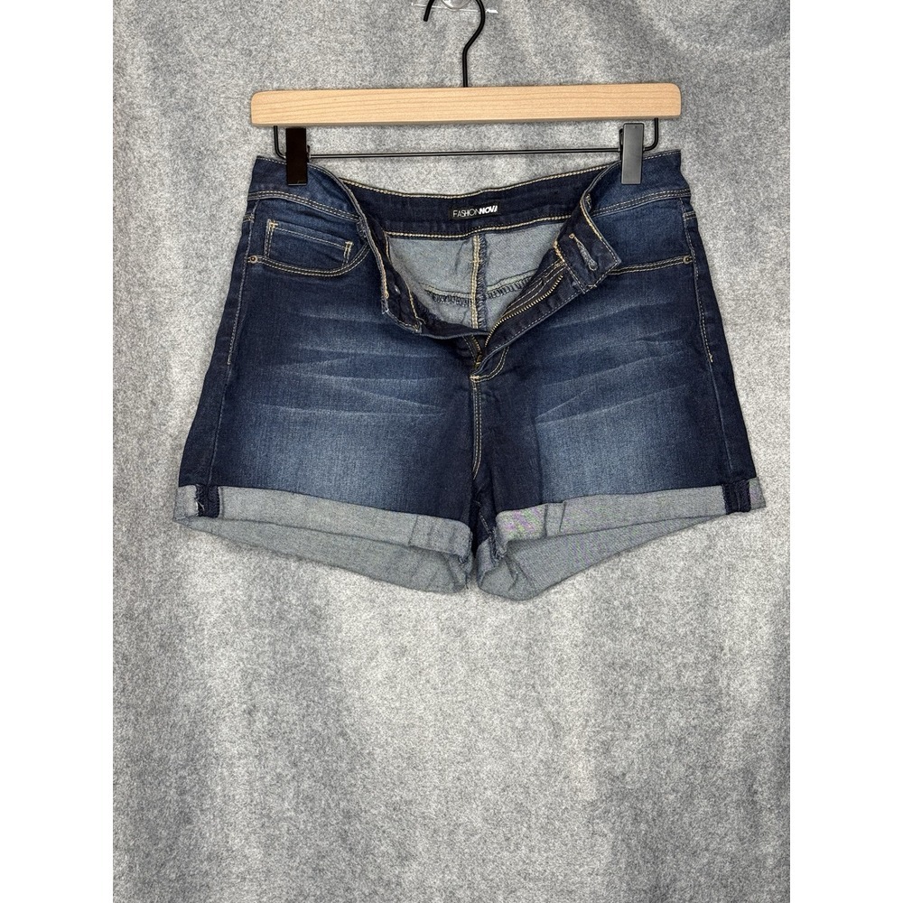 Fashion Nova Fave High Waist Cuffed Denim Shorts Size 9 Dark Wash Stretch